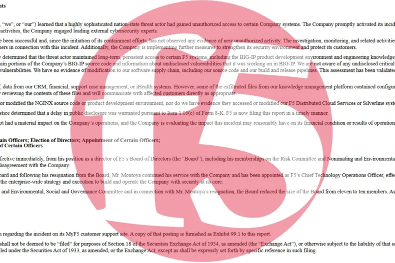 F5 Discloses Major Breach by Nation-State Actor, Source Code Stolen